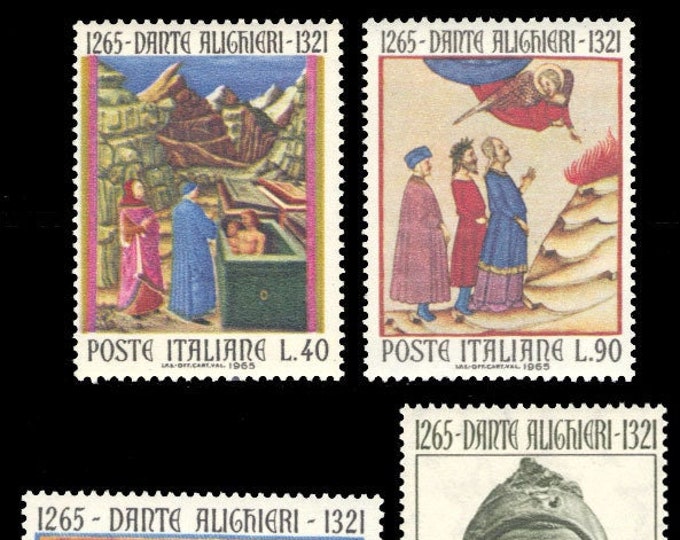 Dante Alighieri Set of Four Italy Postage Stamps Issued 1965