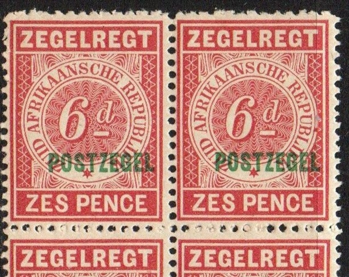 Block of Four Postzegel Transvaal Postage Stamps Issued 1895