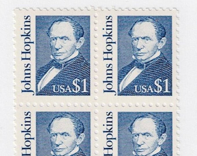 Johns Hopkins Block of Four 1-Dollar US Postage Stamps Issued 1989