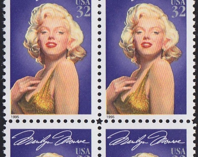 1995 Legend of Hollywood Marilyn Monroe Block of Four 32-Cent US Postage Stamps Mint Never Hinged