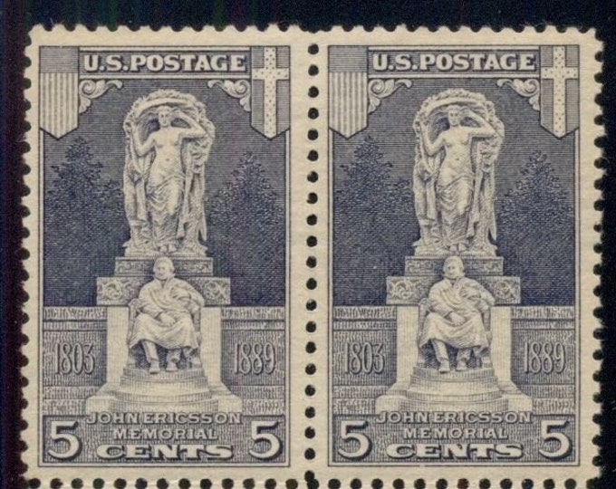 John Ericsson Block of Four 5-Cent United States Postage Stamps Issued 1926