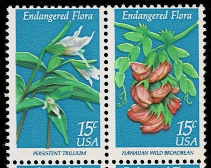 1979 Endangered Flora Block of Four 15-Cent United States Postage Stamps