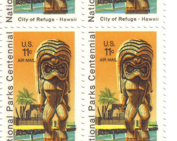 Hawaii City of Refuge Block of Four 11-cent US Air Mail Stamps