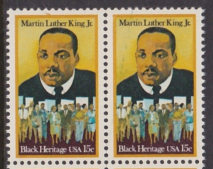 Martin Luther King Jr Block of Four 15-Cent United States Postage Stamps Issued 1979