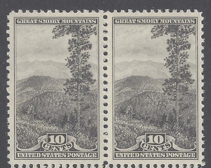 Great Smoky Mountains Block of Four 10-Cent United States Postage Stamps Issued 1934