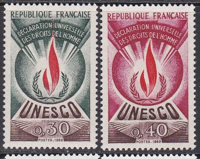 UNESCO Set of Four France Official Postage Stamps Issued 1969-71