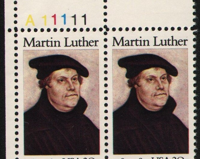 1983 Martin Luther Plate Block of Four 20-Cent United States Postage Stamps