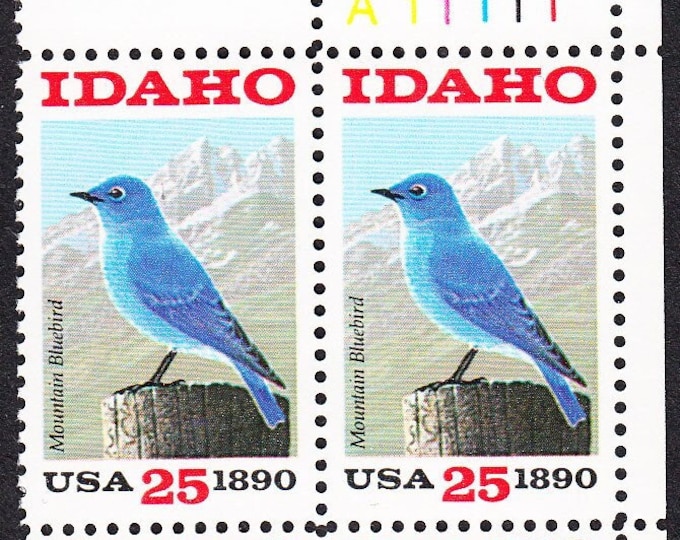 1990 Idaho Statehood Plate Block of Four 25-Cent United States Postage Stamps