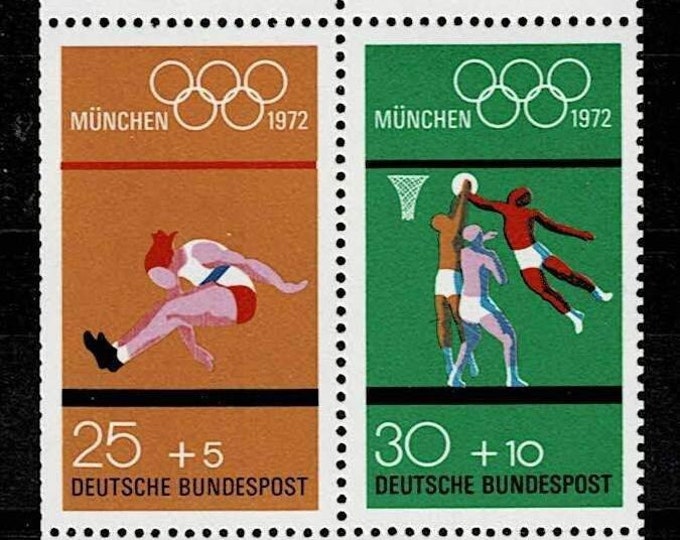 Munich Summer Olympics Booklet Pane of Four Germany Postage Stamps Issued 1972