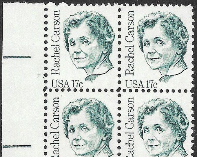 Rachel Carson Plate Block of Four 17-Cent United States Postage Stamps Issued 1981