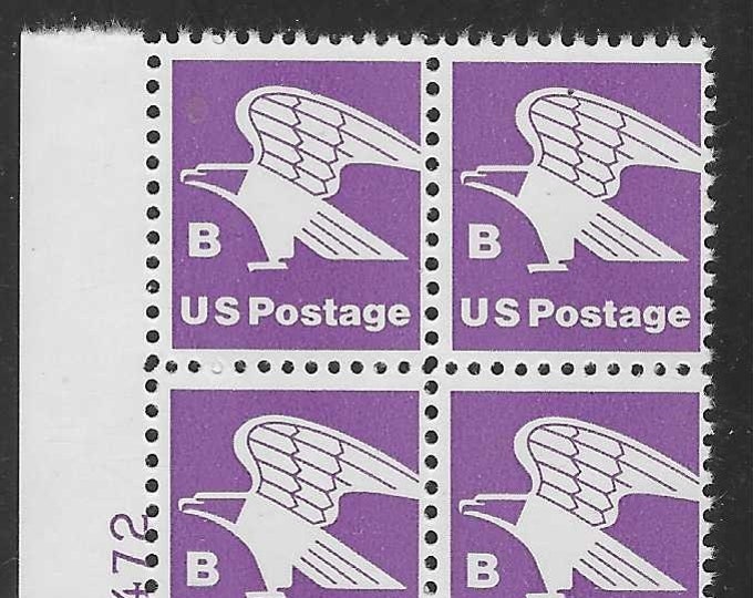 1981 B-Rate Eagle Plate Block of Four 18-Cent United States Postage Stamps