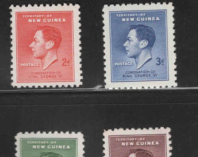 Coronation of King George VI Set of Four New Guinea Postage Stamps Issued 1937
