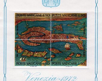 1972 Campaign to Save Venice Vatican City Souvenir Sheet of Six Postage Stamps Mint Never Hinged