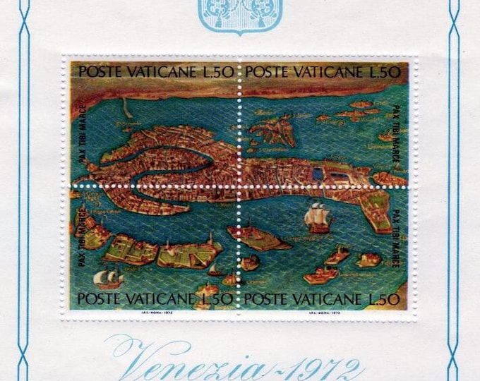 Campaign to Save Venice Vatican City Souvenir Sheet of Six Postage Stamps Issued 1972