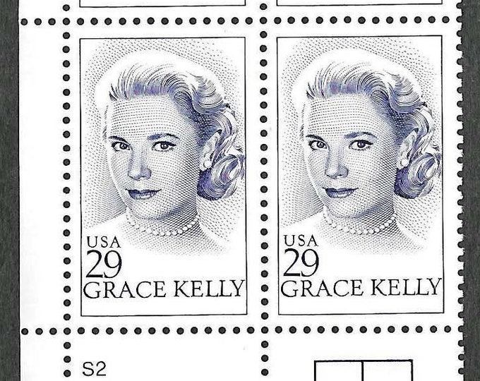 1993 Grace Kelly Plate Block of Four US 29-Cent Postage Stamps Mint Never Hinged
