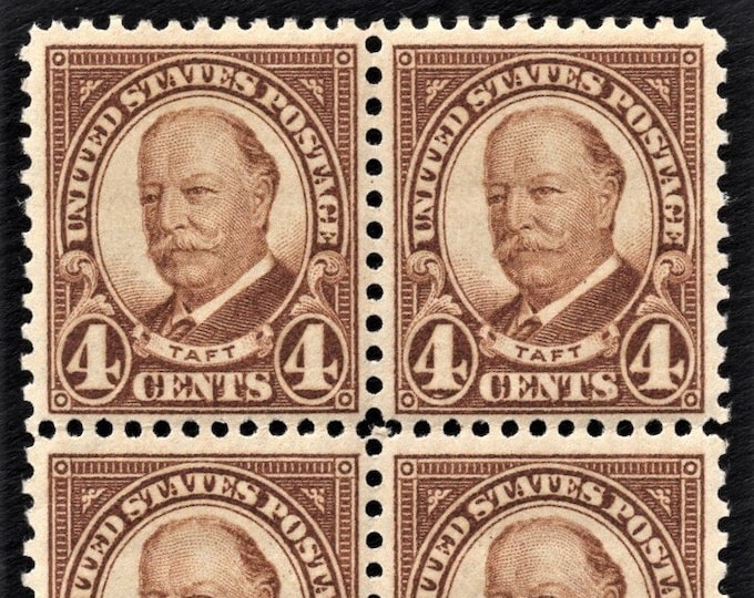 William Howard Taft Block of Four 4-Cent United States Postage Stamps Issued 1930