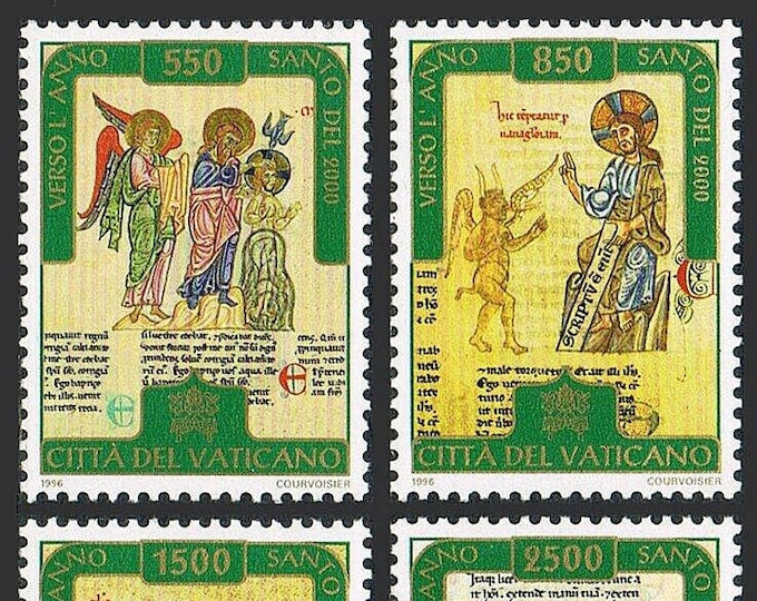 1996 Illuminated Manuscripts Life of Christ Set of Four Vatican City Postage Stamps Gospel Scenes Issued 1996