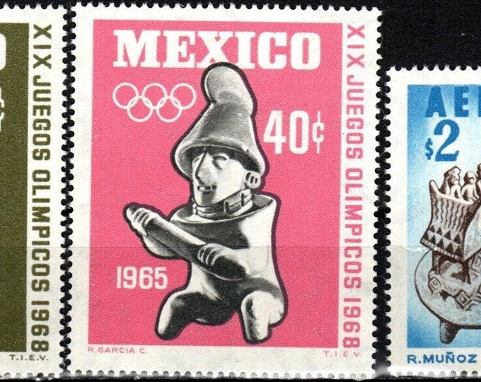 Olympics Set of Five Mexico Postage Stamps Issued 1968