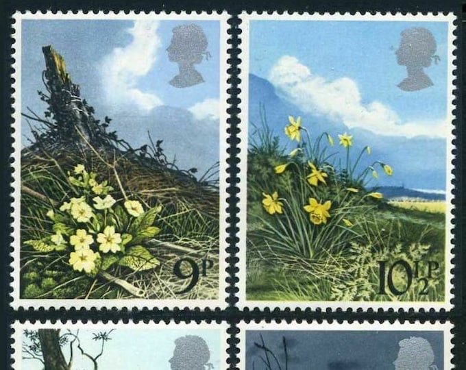 Spring Wildflowers Set of Four Great Britain Postage Stamps Issued 1979