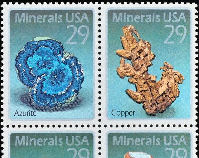 1992 Minerals Block of Four 29-Cent United States Postage Stamps