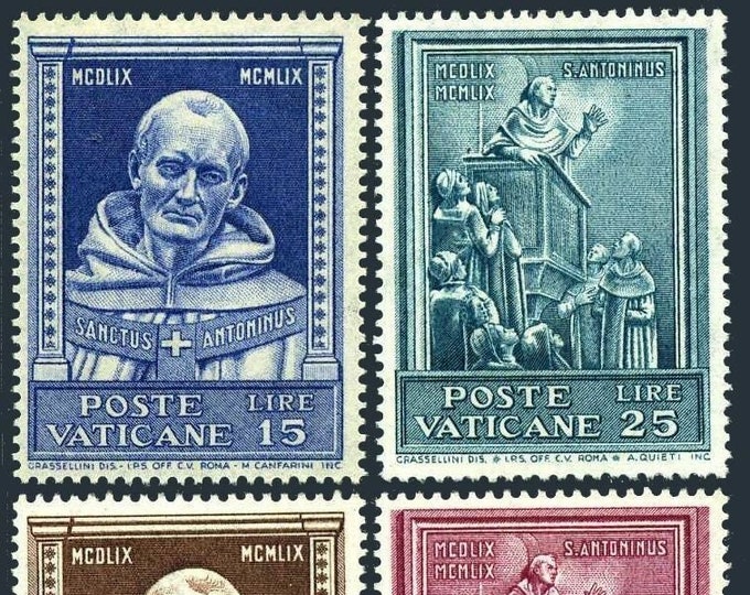 Saint Anthony Set of Four Vatican City Postage Stamps