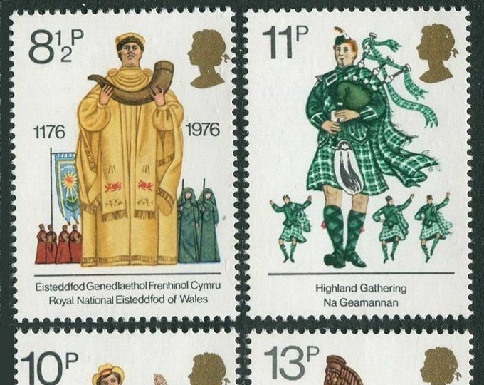 British Cultural Traditions Set of Four Great Britain Postage Stamps Issued 1976