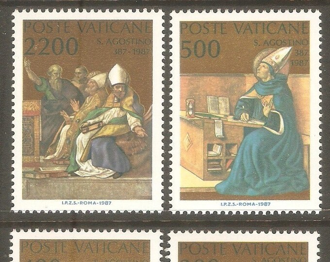 Saint Augustine Set of Four Vatican City Postage Stamps