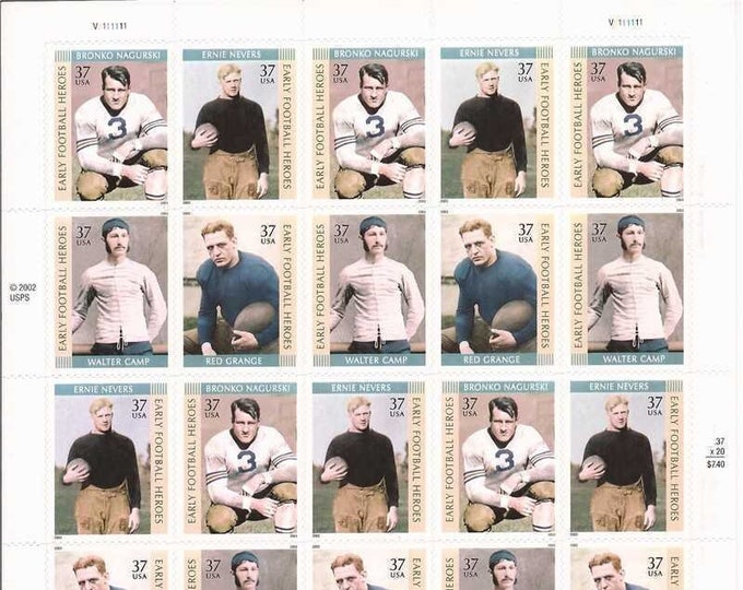 2003 Early Football Heroes Sheet of Twenty 37-Cent United States Postage Stamps