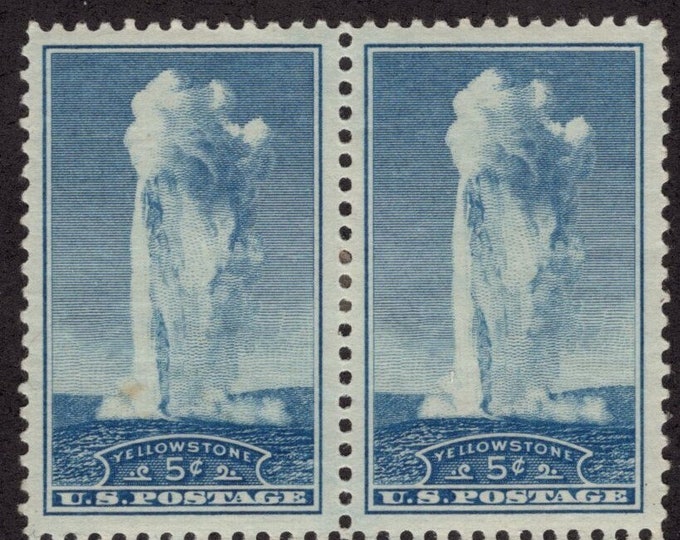 Yellowstone National Park Block of Four 5-Cent United States Postage Stamps Issued 1934