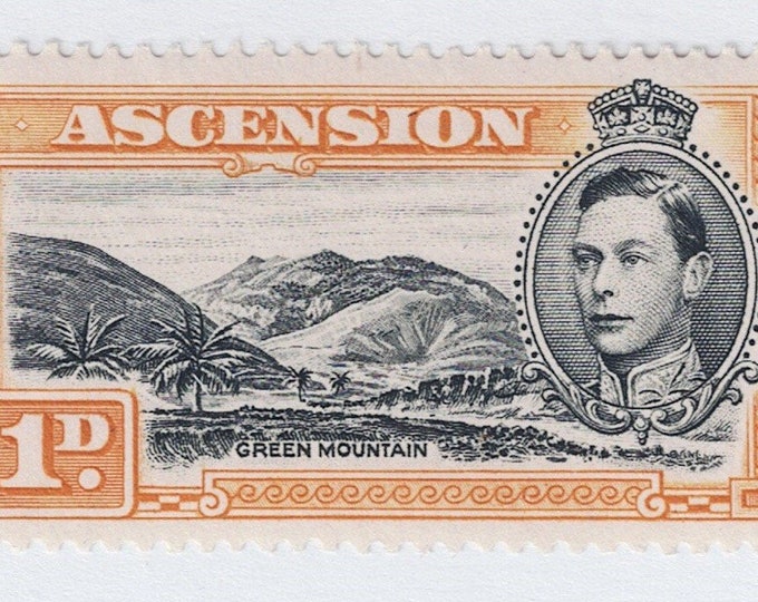 1940 King George VI And Green Mountain Ascension Postage Stamp Mint Never Hinged Perforation 13.5