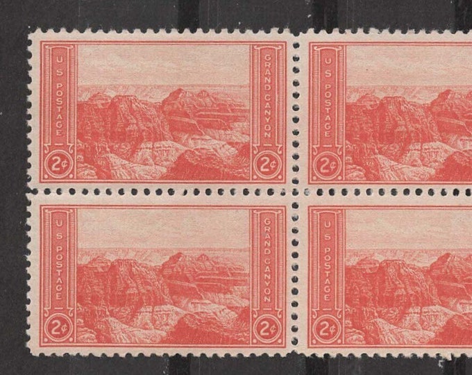 Grand Canyon National Park Block of Four 2-Cent United States Postage Stamps Issued 1934