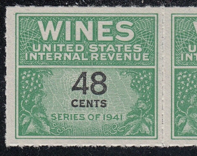 Wine Revenue Stamps 48-Cents Pair United States Issued 1942
