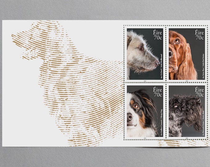 2016 Dogs Ireland Souvenir Sheet of Four Postage Stamps Mint Never Hinged