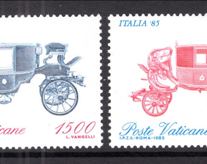 1985 Mail Coaches Set of Two Vatican City Postage Stamps Mint Never Hinged