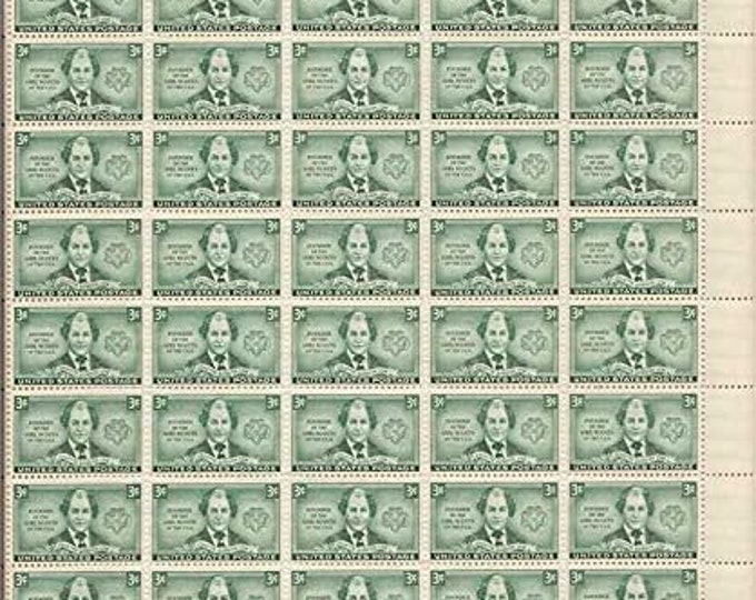Juliette Gordon Low Girl Scouts Founder Sheet of Fifty 3-Cent United States Postage Stamps Issued 1948