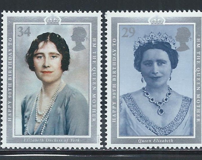 1990 Queen Mother 90th Birthday Set of Four Great Britain Postage Stamps Mint Never Hinged