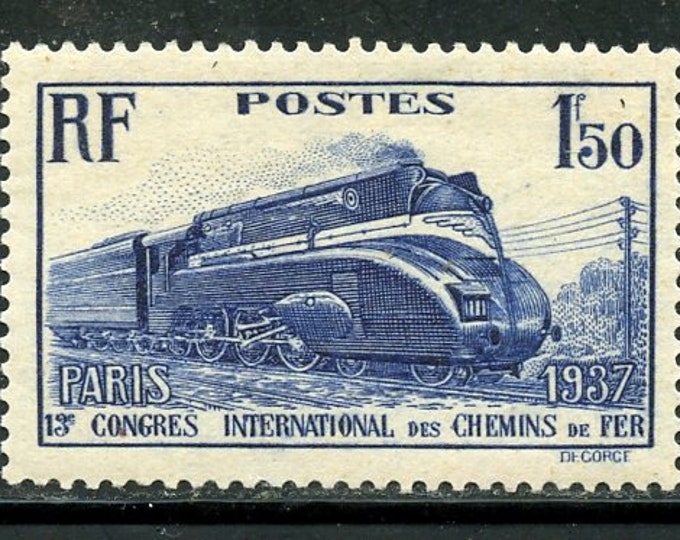 French Steam Locomotive France Postage Stamp Issued 1937