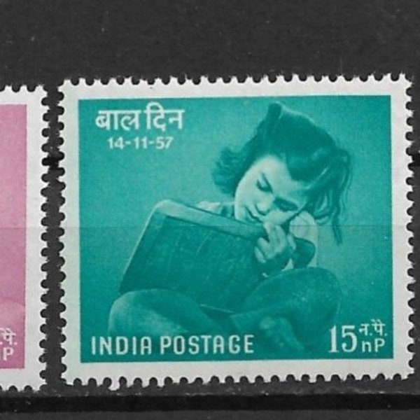 Children's Day Set of Three India Postage Stamps Issued 1957