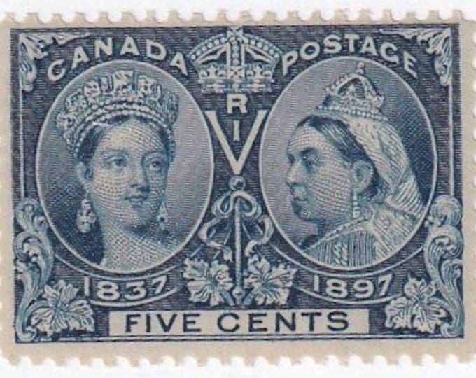 1897 Queen Victoria Diamond Jubilee Canada 5-Cent Postage Stamp Mint Never Hinged