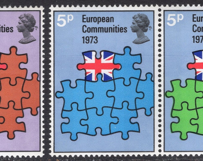Great Britain Entry into European Communities Set of 3 British Mint Postage Stamps Issued 1973