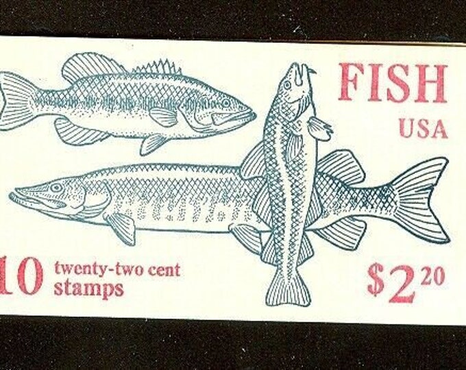 American Fish Booklet of Ten 22-Cent United States Postage Stamps Issued 1986