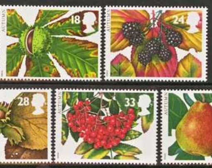 1993 Autumn Fruits Set of 5 Great Britain Postage Stamps Mint Never Hinged