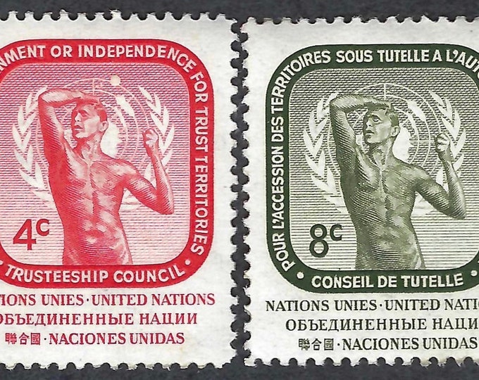 United Nations New York Trusteeship Council Set of Two Postage Stamps