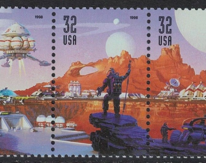 1998 Space Discovery Strip of Five 32-Cent US Postage Stamps Mint Never Hinged