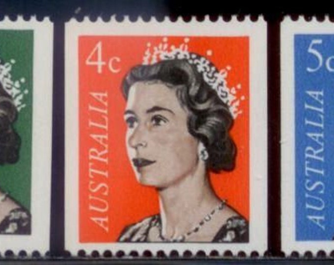 Queen Elizabeth II Set of Three Australia Postage Stamps Issued 1966-67