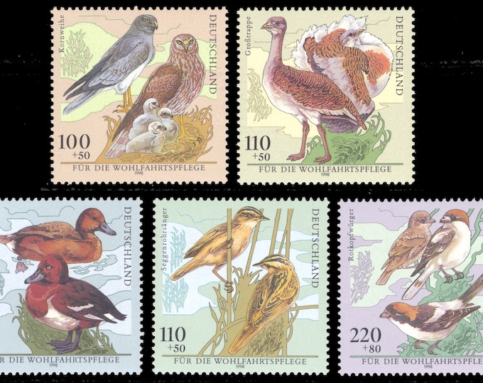 Endangered Bird Species Set of 5 Germany Postage Stamps Issued 1998