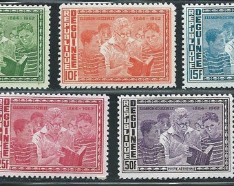 Eleanor Roosevelt and Teenagers Set of Five Guinea Postage Stamps Issued 1964