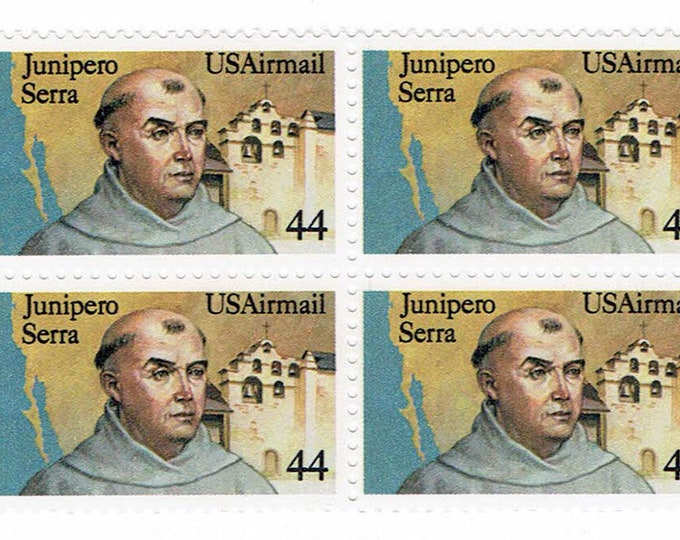 Junipero Serra Block of Four 44-Cent United States Air Mail Postage Stamps