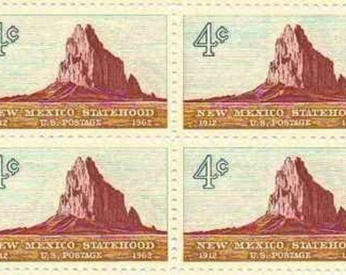 1962 New Mexico Statehood Block of Four US 4-Cent Postage Stamps Mint Never Hinged