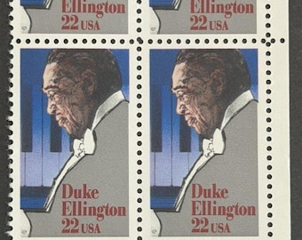 US 1986 Duke Ellington Plate Block of Four Postage Stamps Mint Never Hinged